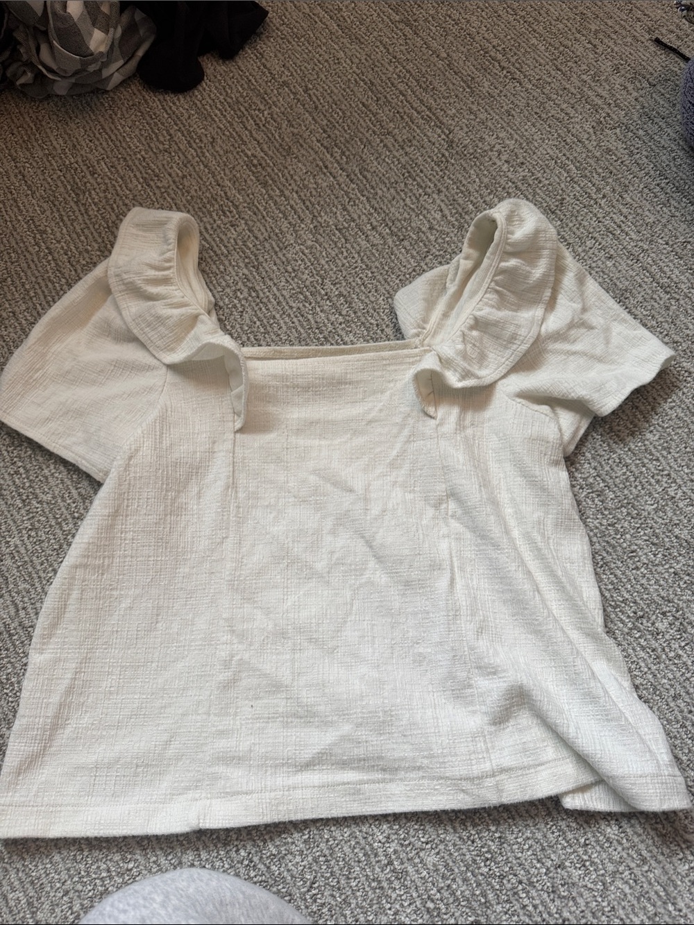 Madewell Crosshatch Ruffled Top